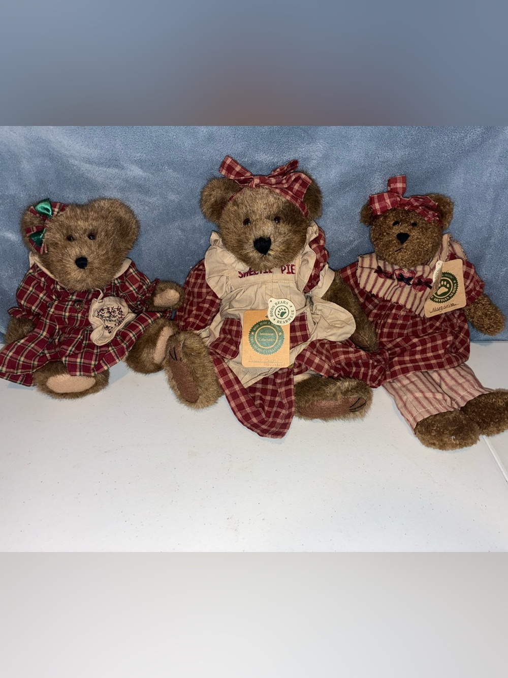 Boyd’s Bears vintage collectors set of 3 Plaid dress stuffed animals